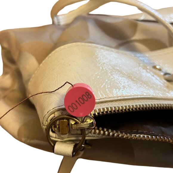 COACH Signature Laura Cream & Beige Large Shopper Tote - Picture 12 of 12